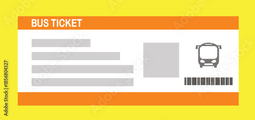 Vector illustration of a blank bus boarding pass template with QR code. Business travel, passengers, vacation, travel.