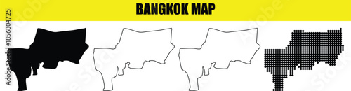Bangkok map political administrative geographic region isolated vector illustration of city division cartography territory