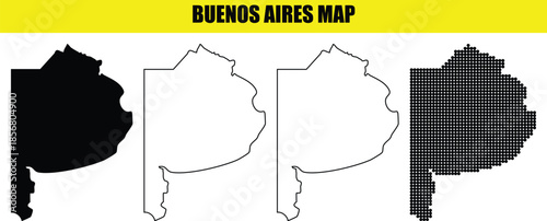 Buenos aires map political administrative geographic region isolated vector illustration of city division cartography territory
