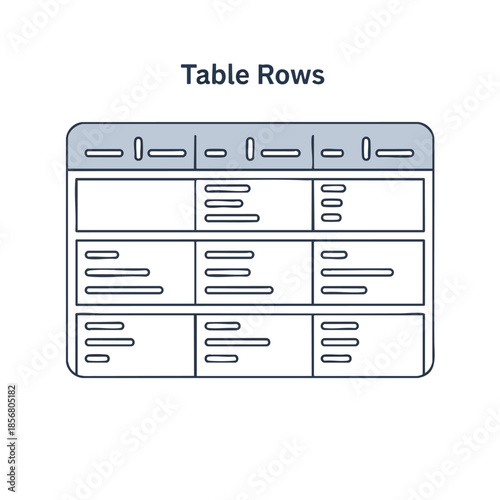Diagram of a table with several rows of data and column headers