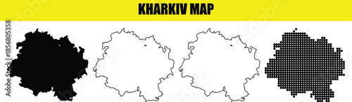 Fényképezés kharkiv map vector illustration isolated on transparent background for design