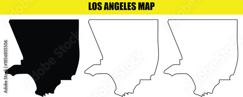 Los angeles map vector set California United States county solid black white outlined blank isolated geographic design collection