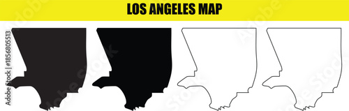 Los Angeles map vector set California United States county outlined silhouette solid black white dot maps blank isolated geographic