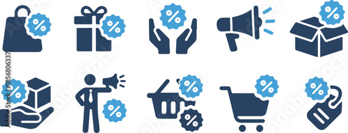 Business and Marketing Icons Set with Gear Symbols
