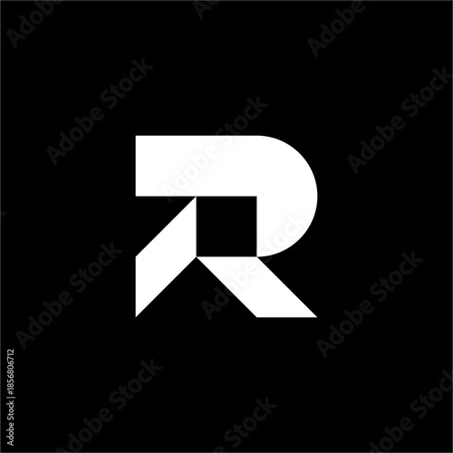 Modern RP or PR logo featuring elegant geometric lines. Perfect for premium automotive brands or high-tech software startups.