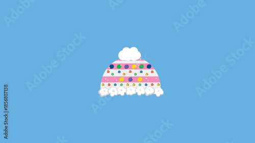 Cute knitted hat vector illustration. Knitted hat icon.
