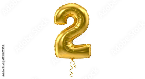 3d gold number 2 foil balloon, decoration number two 