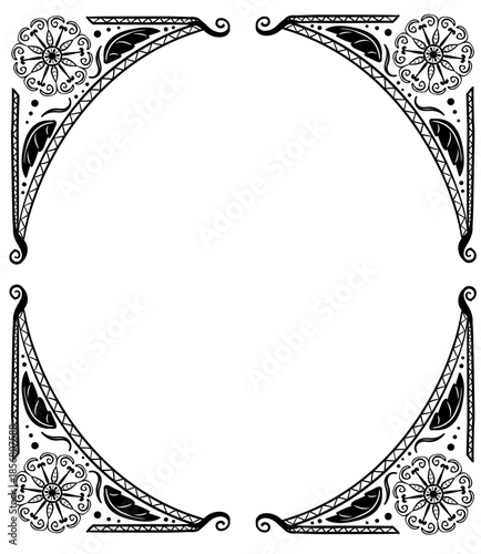 hand-drawn vintage frame with floral ornament