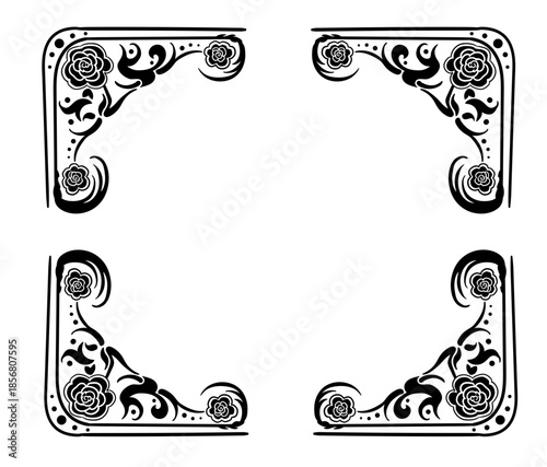 frame with floral ornament. Human made