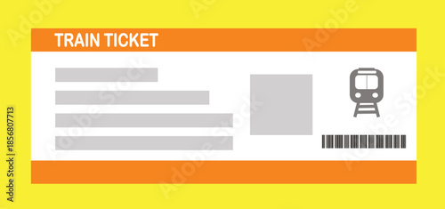 Vector illustration of a blank train boarding pass template with QR code. Business travel, passengers, vacation, travel.