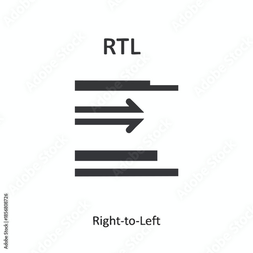 Simple graphic showing "RTL" text above arrow symbol to represent right to left layout
