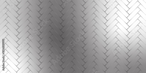 Herringbone floor seamless pattern. Outline editable repeating metro tiles. Vector monochrome background