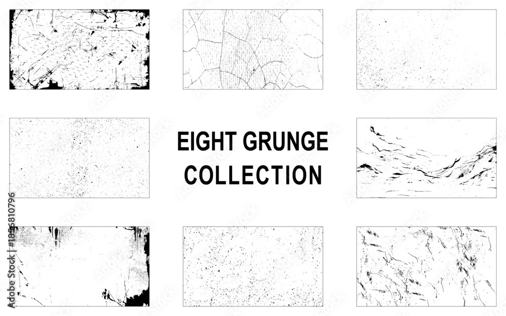 Fototapeta premium Set of Black and white grunge. Distress overlay texture. Surface dust and rough dirty wall background concep