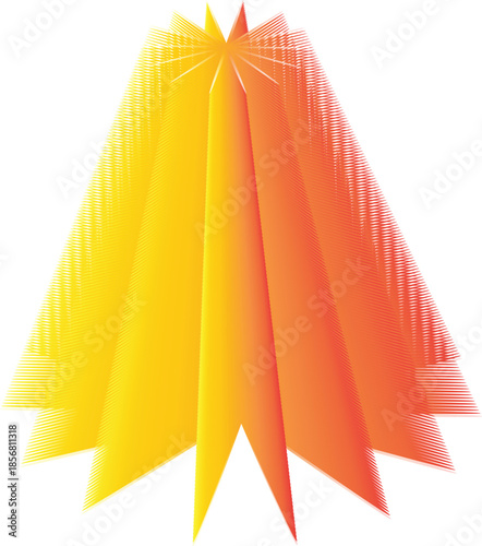 Colorful 3 D Ribbon Curves in Red and Yellow