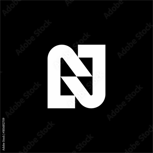 Sleek RJ or JR abstract monogram with futuristic lines. Elegant and perfect for modern law firms or high-end tech consulting.