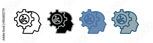 
ai icon set multiple style collection with head, gear and artificial nerve design