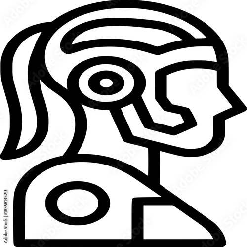 Cybernetic Woman Silhouette: A striking outline of a woman, melded with technological components, epitomizing the fusion of human form and digital enhancements.