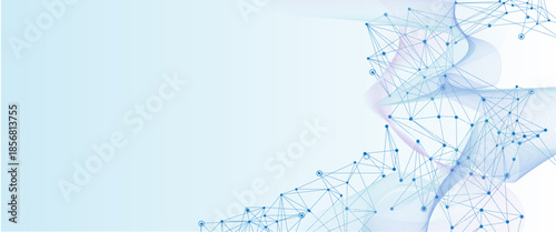 Molecular abstract structure background. Scientific vector illustration with molecule DNA. Medical, science and technology abstract blue background with waves