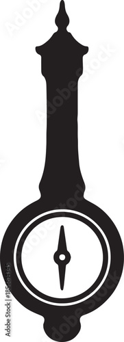 Black chess piece on circular base with compass king