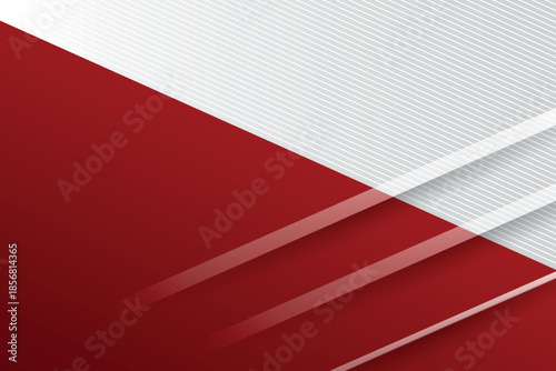 Modern red and white abstract background with overlapping geometric designs. Horizontal lines background concept for covers, banners, brochures, certificates, and presentations.