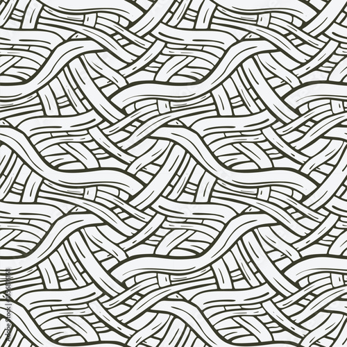 Monochrome seamless pattern with intertwined lines. Vector illustration.