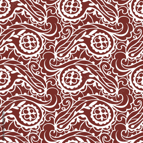 Black and white seamless pattern with Paisley print in a retro style. Vector illustration