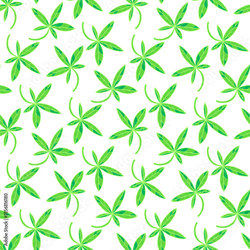 Abstract seamless pattern with green leaves. Vector illustration.