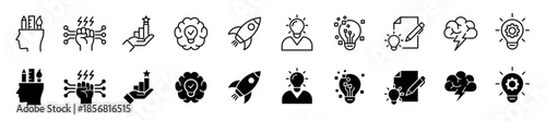 Innovation icon set. Creativity and idea symbol. Vector illustration.