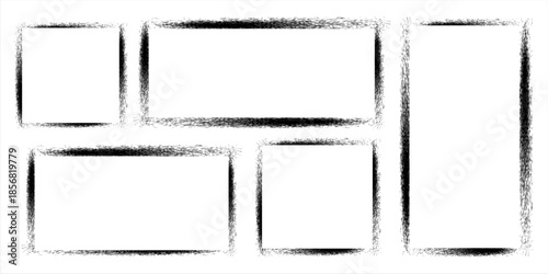 Spray paint graffiti stencil frames. Black airbrushing paint banner, stenciling backdrop and spray paint texture borders. Brush splash abstract rectangular stencil border.
