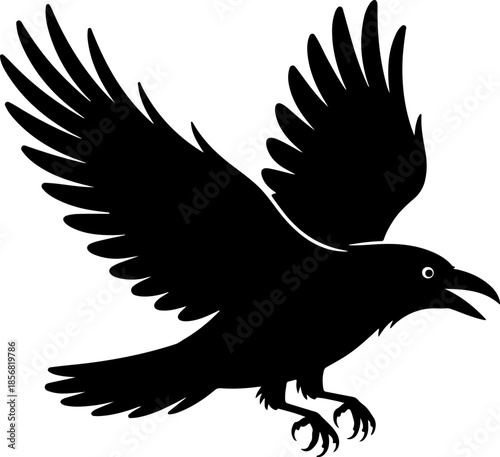 Raven black silhouette Vector illustration