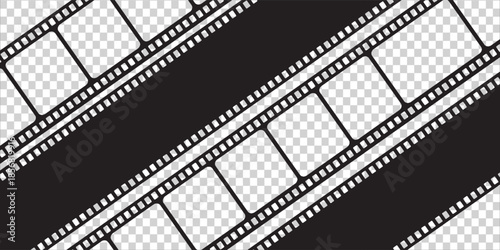 Old retro movie film strip set with grunge texture isolated on white background. Film strip templates. Cinema and filmmaking concept.eps10