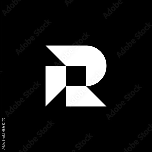 Dynamic RP or PR  logo with bold, sharp aesthetics. Ideal for sports technology, venture capital, or international shipping.