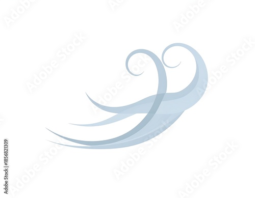 Abstract light blue wind illustration, resembling swirls and curves against a white backdrop
