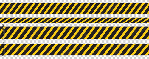 Seamless barrier tape. Construction border. Black and yellow restriction line. Do not cross boundary tape. eps 10