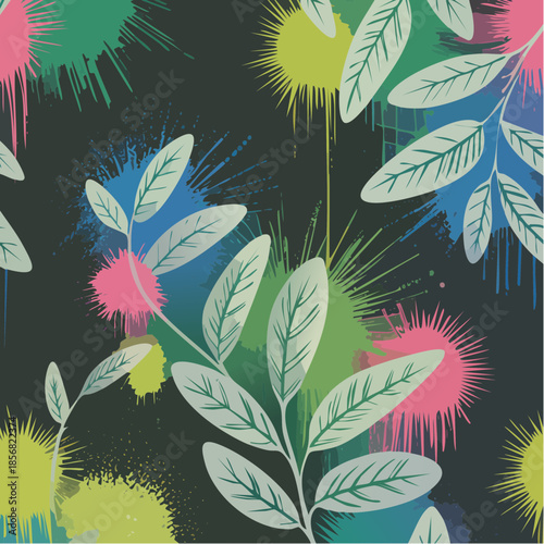 inked florals bloom over pastel watercolor haze in elegant fusion of line art and soft abstract harmony