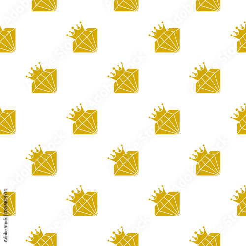 Diamond crown seamless pattern isolated on white background