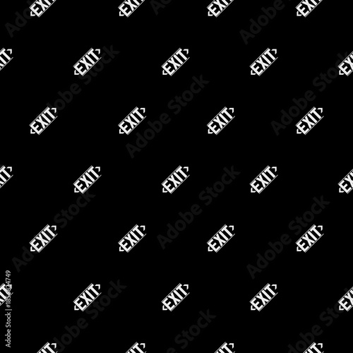 Exit sign seamless pattern isolated on black background