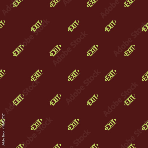 Exit sign seamless pattern isolated on color background