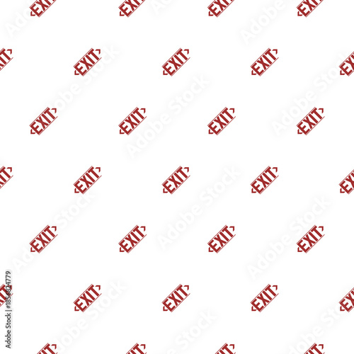 Exit sign seamless pattern isolated on white background