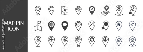 Map Pin and Location Pointer Icon Set for Navigation and GPS