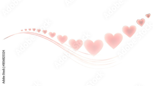 Glowing hearts trail isolated on transparent background