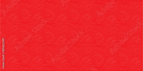 Seamless Red Pattern with Abstract Topographic Contour Lines and Human Figures background texture