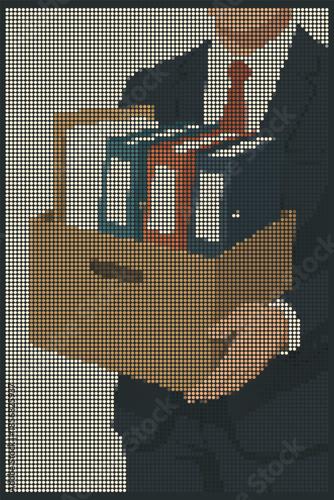 Business Professional with Box of Office Files Art