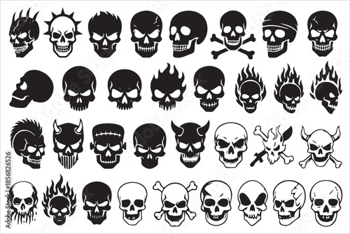 Stylized Skull Icon Collection Set