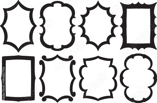 Set of black decorative frames and borders isolated