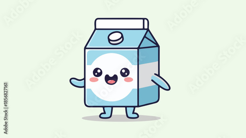 vector illustration of cute and cheerful milk carton with tiny arms and legs