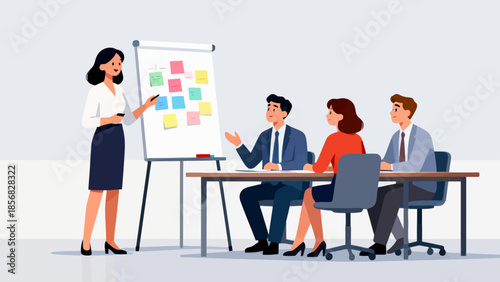 Business meeting with presentation