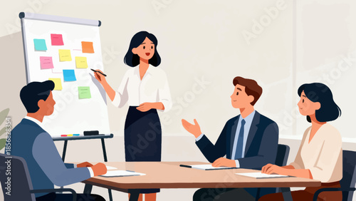 Business meeting with presentation