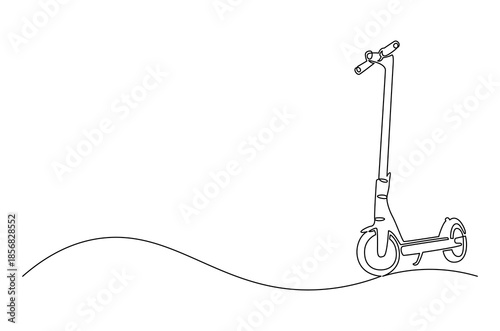 Continuous one line drawing of Electric scooter economical vehicle. Single line drawing illustration of Electric scooter. Having fun electric scooter concept vector art. Doodle line illustration.