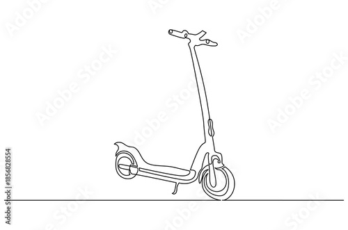 Continuous one line drawing of Electric scooter economical vehicle. Single line drawing illustration of Electric scooter. Having fun electric scooter concept vector art. Doodle line illustration.